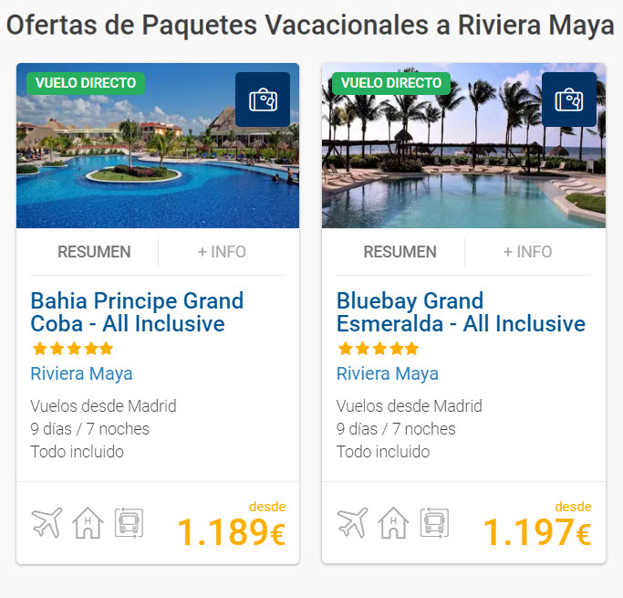 Ofertas de viajes todo incluido Riviera Maya