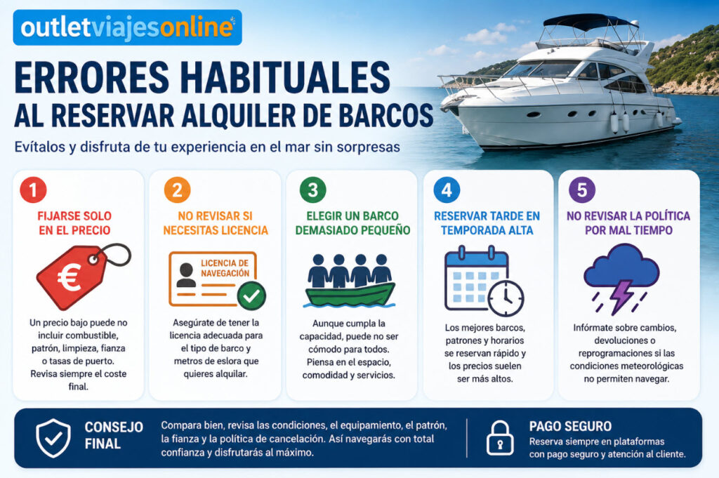 Errores al reservar alquiler de barcos