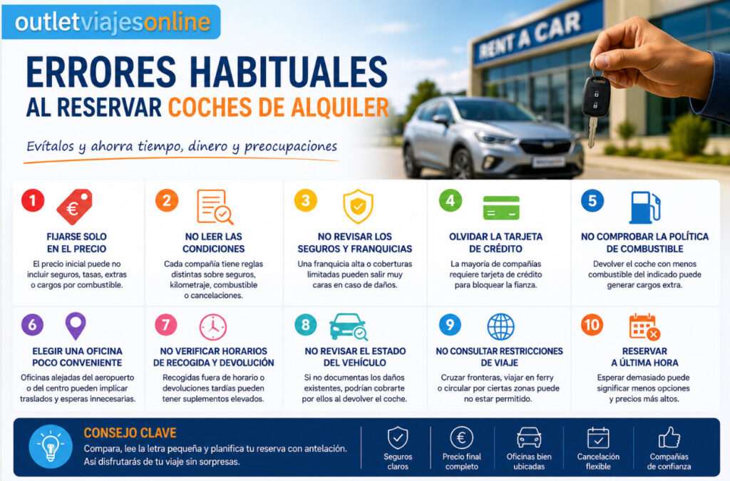 errores habituales al reservar coches de alquiler