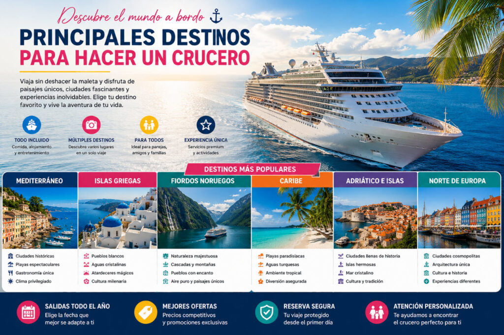principales destinos para hacer un crucero