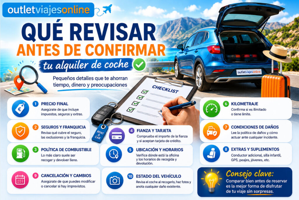 qué revisar antes de confirmar tu alquiler de coche