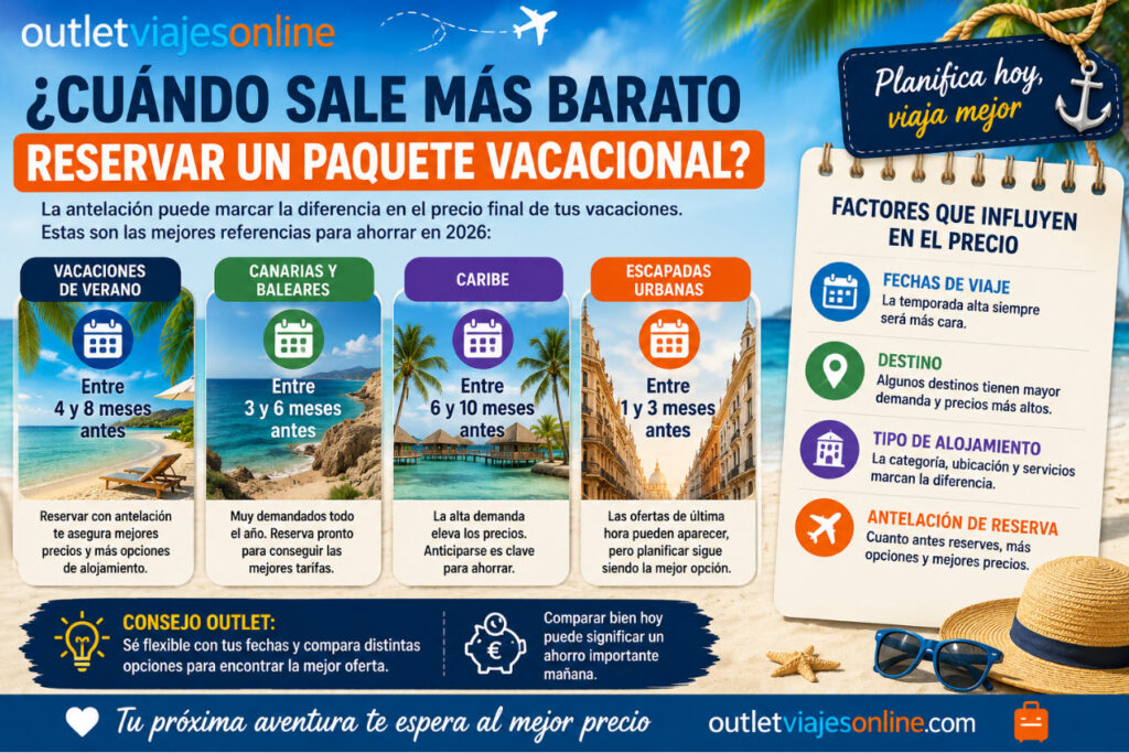 Cuándo sale más barato reservar un paquete vacacional